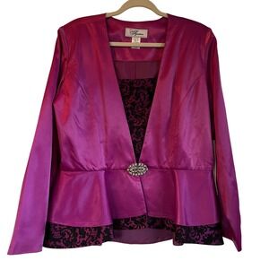 EY Signature Magenta Black Jacquard Lace Formal Dress Jacket NWT Size 16